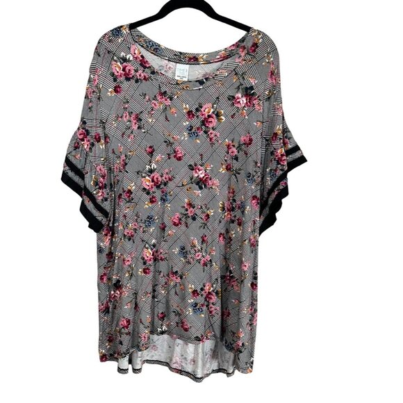 Retro Floral  Dress 2X Black Boho Western Classic Chic Preppy Cottagecore 80s - Picture 1 of 11